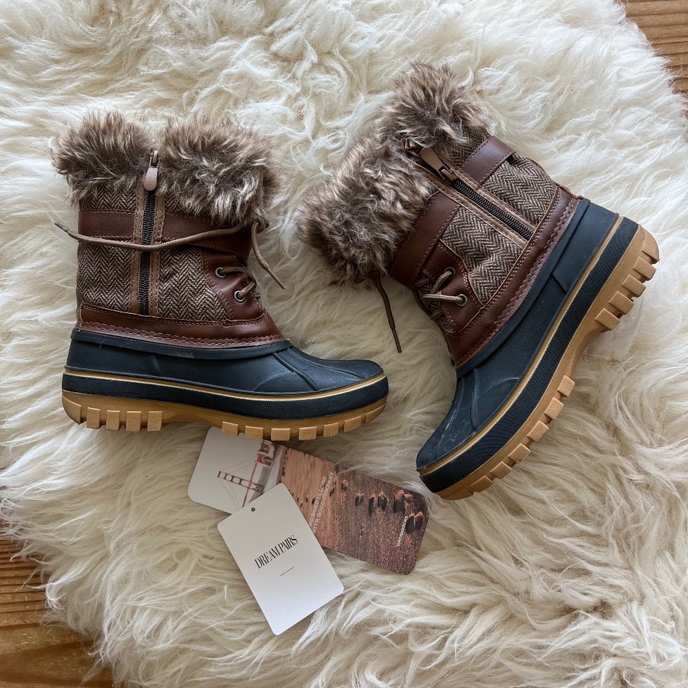 DreamPairs Kriver Brown Boot Sz 2 Big Girl
